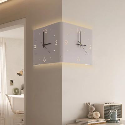Creative Arc Angle Wall Clock Sitting Living Room Two-sided Corner Silent Wall Hanging Decorative Clock Home Decoration