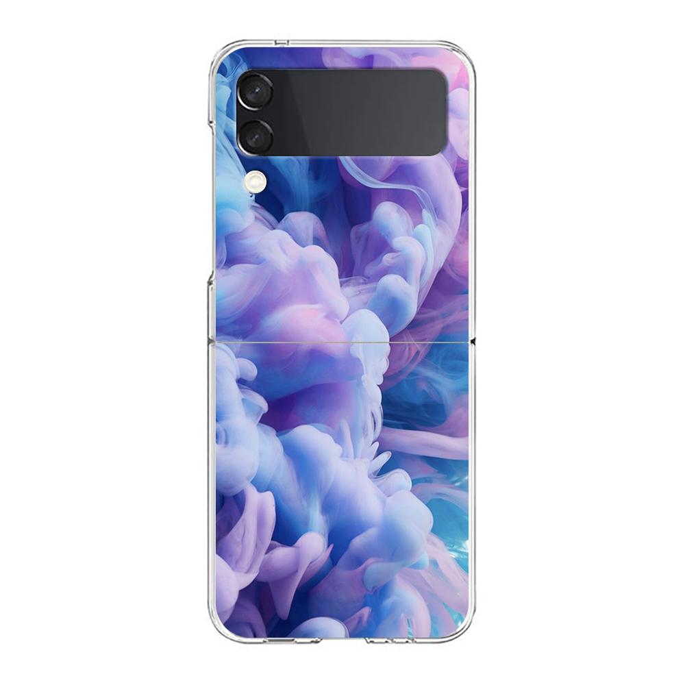 Floating Liquid candy mural Phone Case For Samsung Galaxy Z Flip 3 4 5 Hard Folding Clear PC For Samsung Z Flip 6 Back Cover