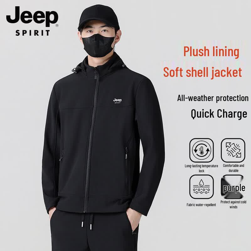 JEEP Men s Detachable Hooded Softshell Jacket 4XL