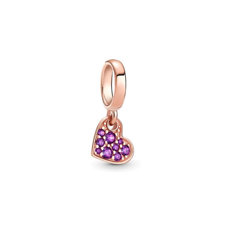 Pandora Tilted Heart Pavé Pendant Women jewelry 789404C03 Rose/Noble Purple