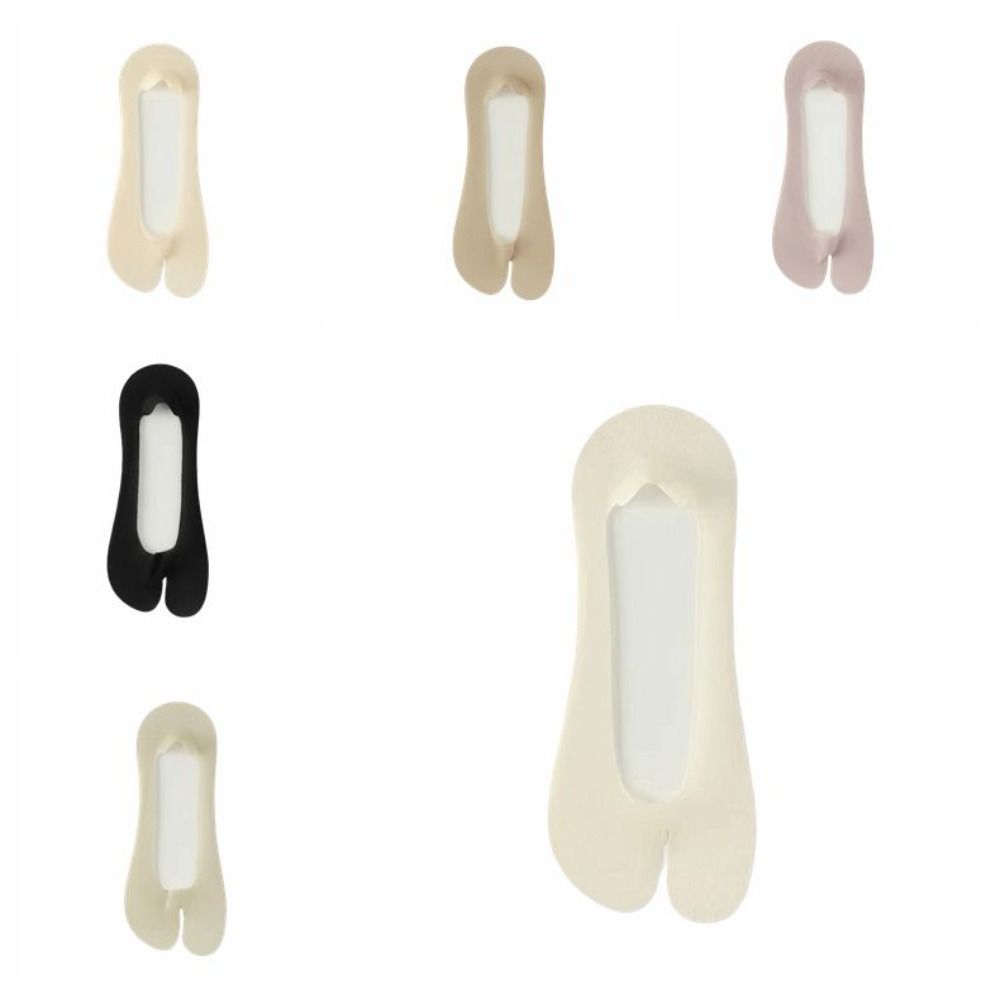 Anti-slip Breathable Invisible Boat Socks Ultra Thin Ice Silk Toe-separated Socks Solid Color Sheer Toe Socks Women Use