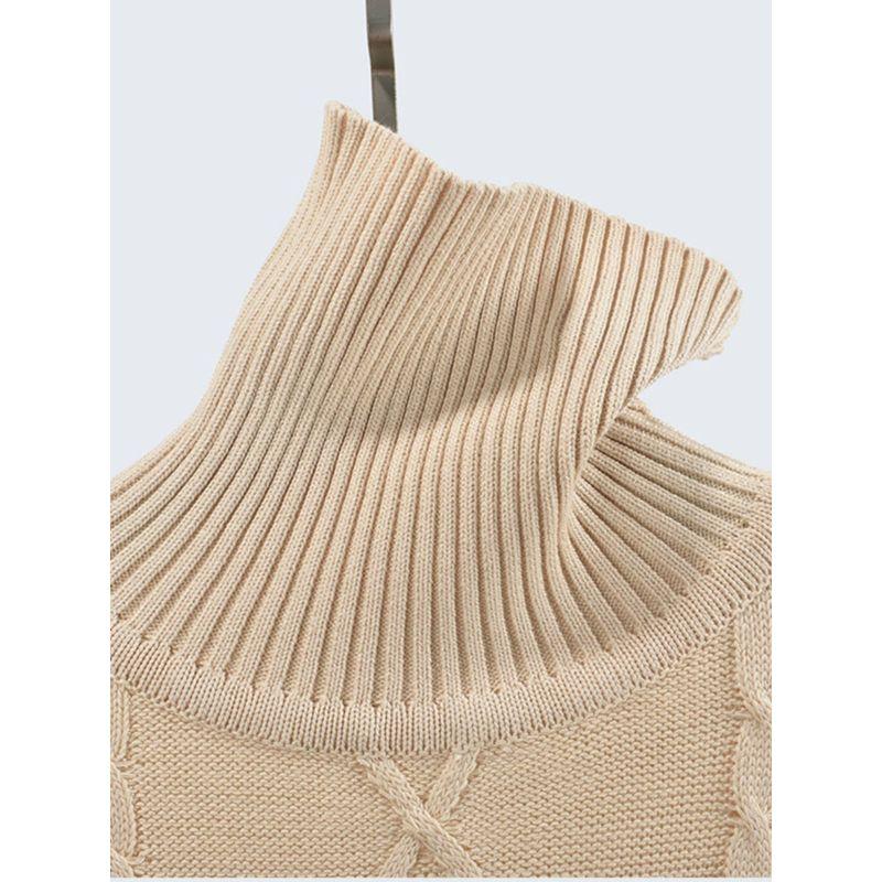 Autumn and Winter Turtleneck Short Long Sleeve Solid Knit Sweater Twist Pullover Top High Waist Bottoming Women Clothes