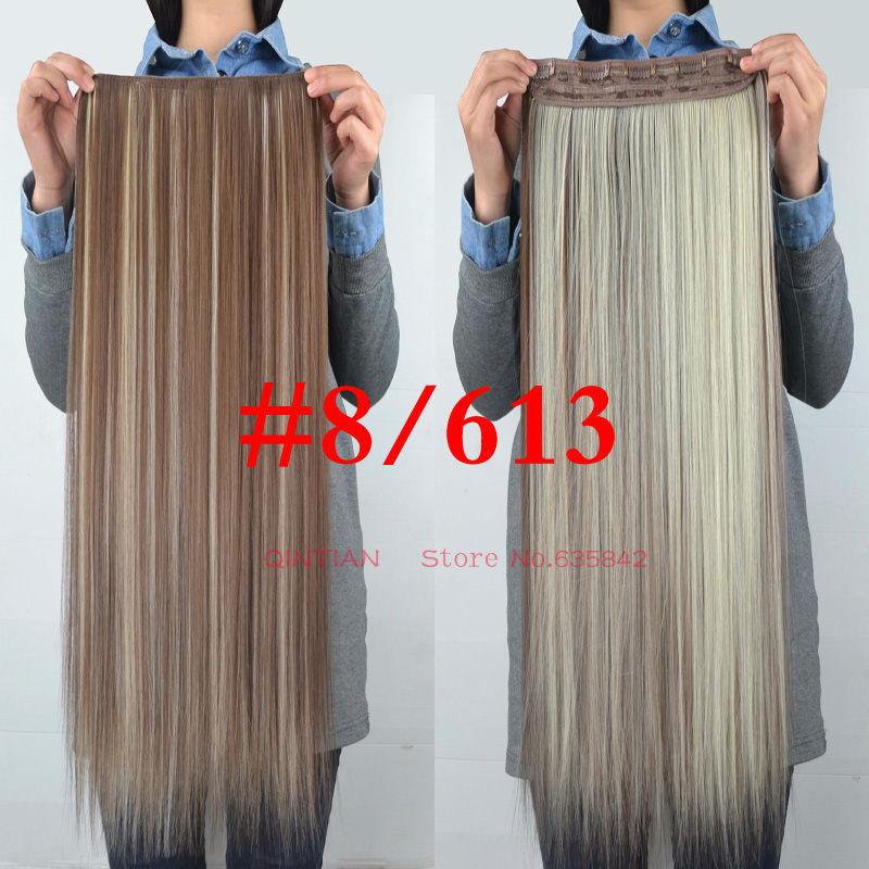 Cabello Liso 5 Clips Extensión de Cabello de Una Pieza Sintético Color Negro Marrón Postizos para Mujer para Uso Diario