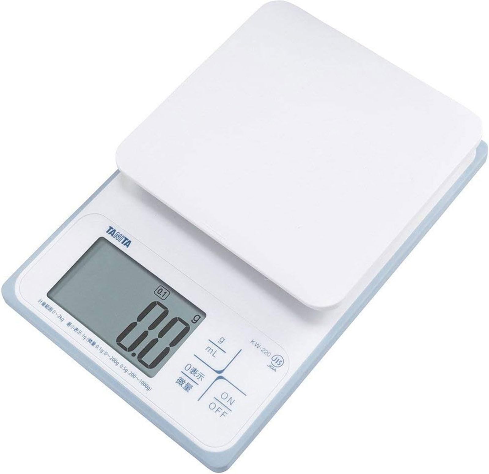 

Tanita Cooking Scale Kitchen Scale Cooking Waterproof Digital 2kg Units WH Washable Kitchen Scale White 0.1g KW-220
