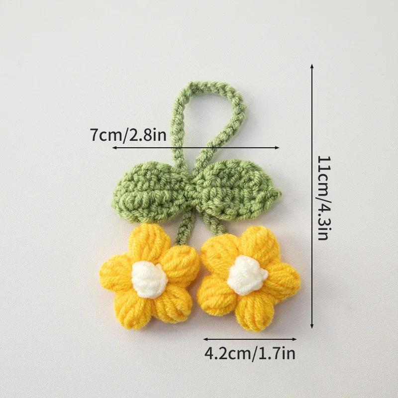 Crochet Flower Keychain Lily Of The Valley Orchid Pendants Car Hanging Decoration Wedding Gift for Guests Knitted Flower Gift