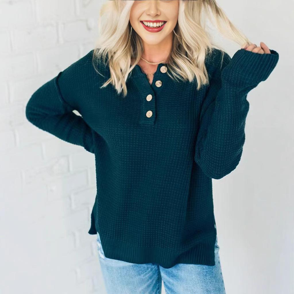 Autumn/winter Women's Loose Casual Half-collar Knit Sweater Is Fashionable and Versatile Long-sleeved Sweater