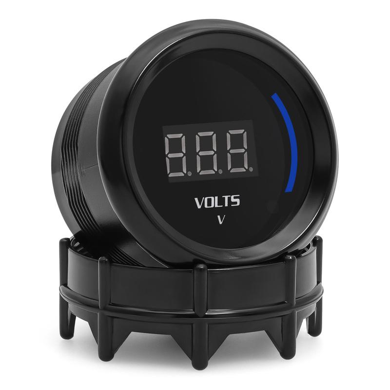Smoked Len 0-35V Voltage Digital 52mm Gauge Voltmeter BLUE LED VOLTS Car Meter for Universal Gasoline Racing Car 12V