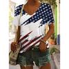 Women's T Shirt Graphic Plants Flag Vintage Stylish Classic Short Sleeve V Neck Regular Tops