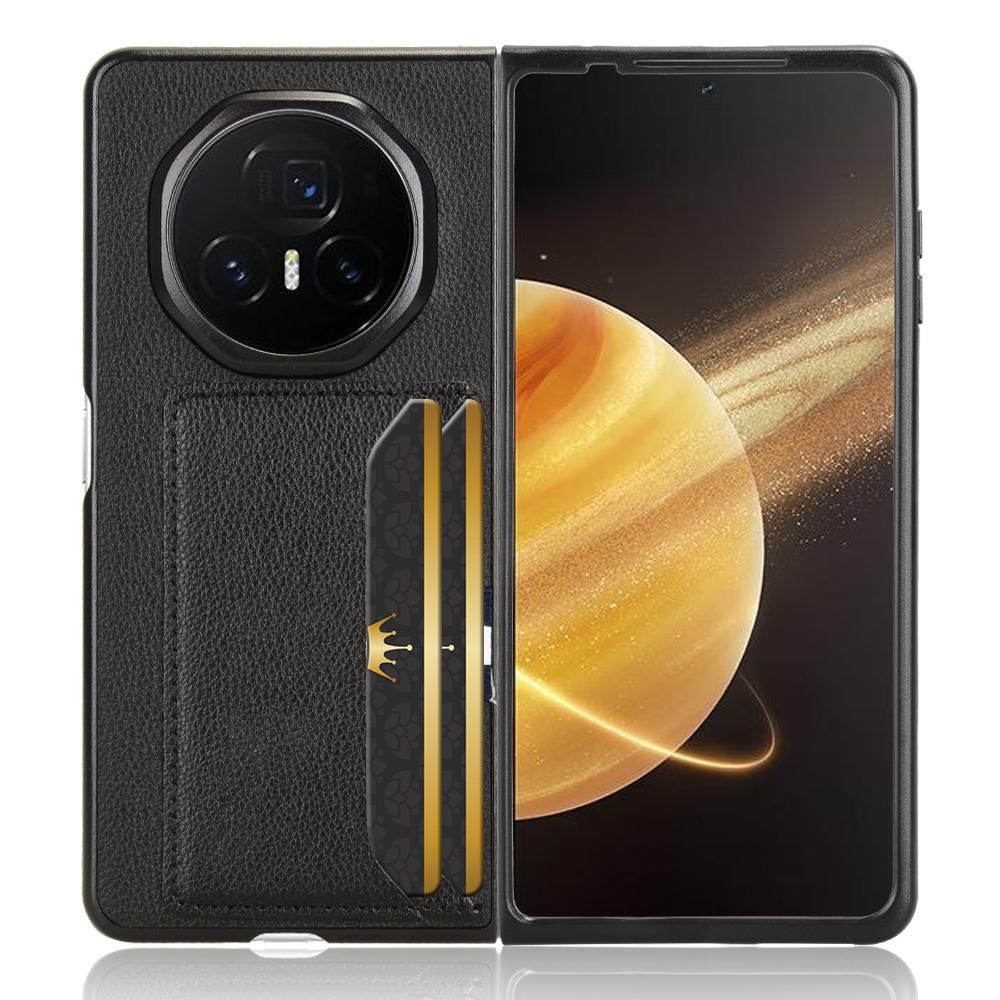 Für Honor Magic V3 5G Hülle Kartenhalter Litschi-Textur Leder+PC Falthandy-Hülle