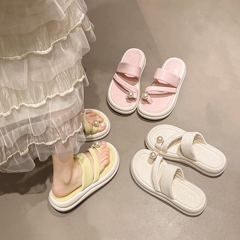 Fashion Shoes String Bead Rubber Flip Flops Ladies' Slippers Slipers Women Platform Luxury Slides Hawaiian 2025 Soft Designer Summer
