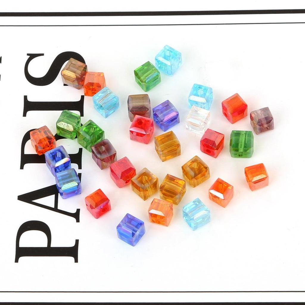 2-8mm Mixed Color Square Glass Crystal Beads for Handmade DIY Jewelry and Necklaces