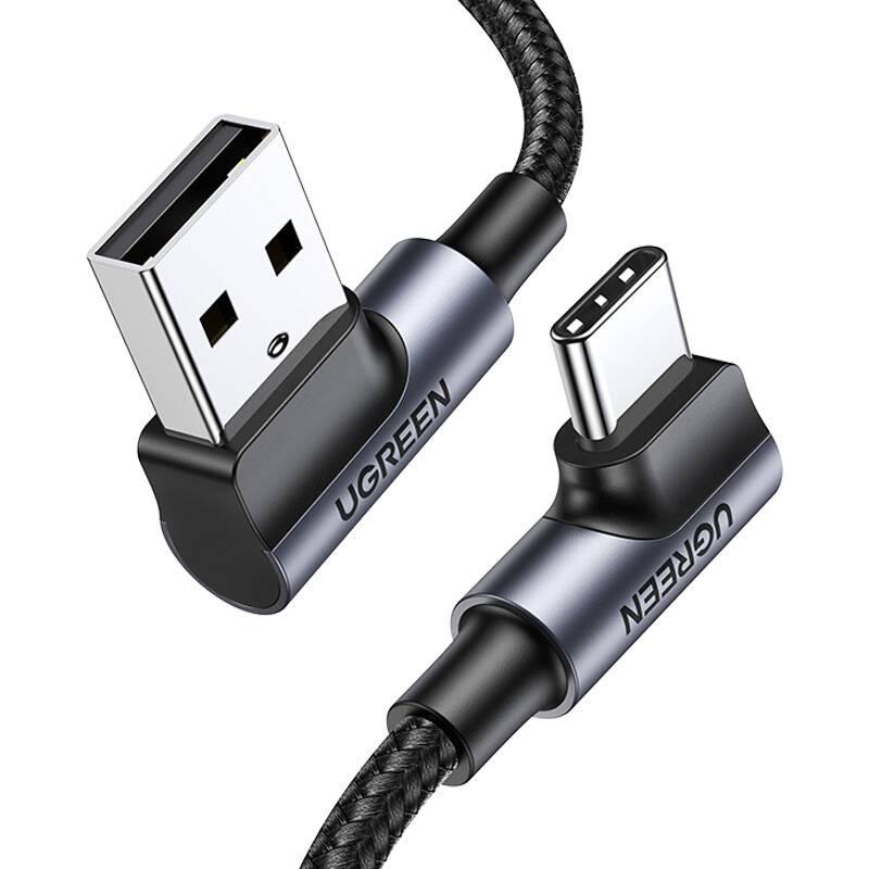 Kabel Usb Do Usb-C, Kątowy Ugreen Us176, 3A, 1M (Czarny)