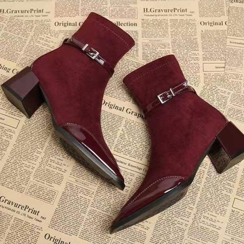 Fashion Women Ankle Boots Elegant Fashion High Heels Shoes 2025 Designer New Winter Party Chunky Chelsea Boots Sexy Woman Pumps Botas