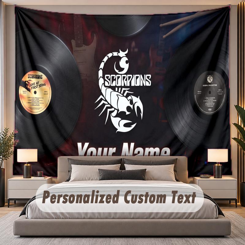 Benutzerdefiniertes Namens-Text-Wandteppich Skorpione Personalisiertes Polyester-Wandteppich für Schlafzimmer und Zimmer