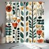 Vintage Vorhänge mit Pflanzenmuster, Polyesterstoff maschinenwaschbar, geeignet für Wohnzimmer, Schlafzimmer, Wohnzimmerdekoration