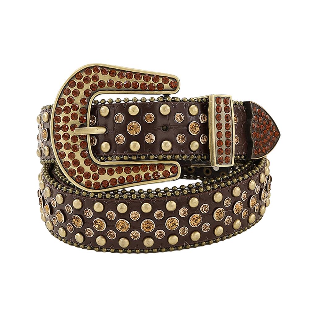 Unisex Rhinestone Waist Belts for Jeans Glitter Belt for Woman Cowboy Cowgirl Teens Female Jeans Skirt Waistband