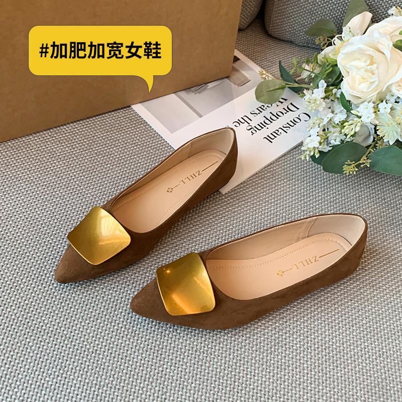 

8-Универсальные туфли на плоской подошве 226 Весна новая мелкий острый носок однотонные туфли Широкие большого размера женская обувь 41 35 хаки