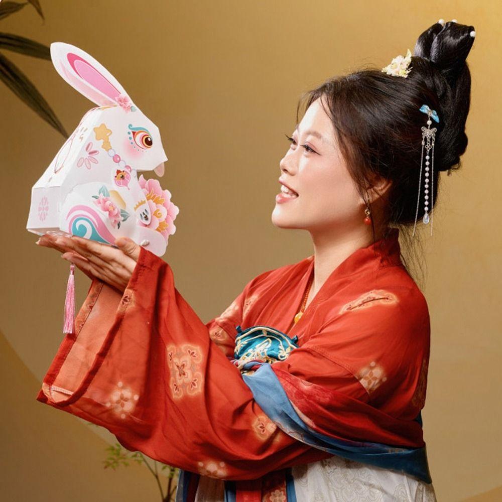 Paper Handheld Rabbit Lantern Handmade Mid-Autumn Festival Lantern  School Project