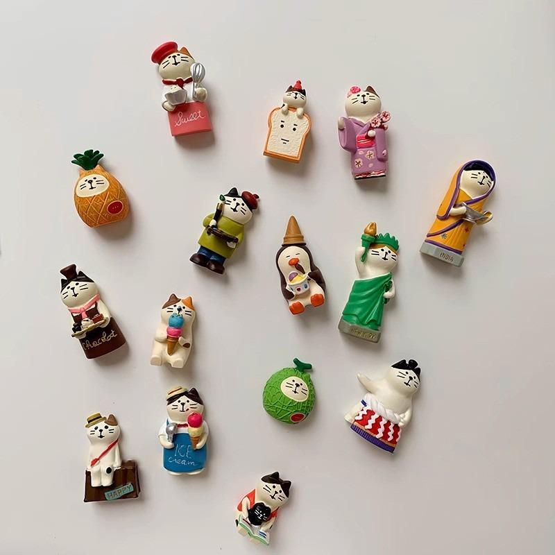 Cute Cat Refrigerator Sticker Grocery Zakka Bread Coffee Shop Decorative Gift Magnetic High Value Refrigerator Jewelry