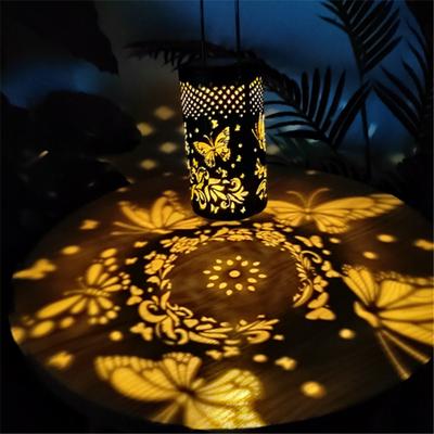 Solar Hummingbird Butterfly Projection Lamp Wrought Iron Hollow Villa Garden Courtyard Solar Lantern Can Be Plugged Into The Hanging Lamp