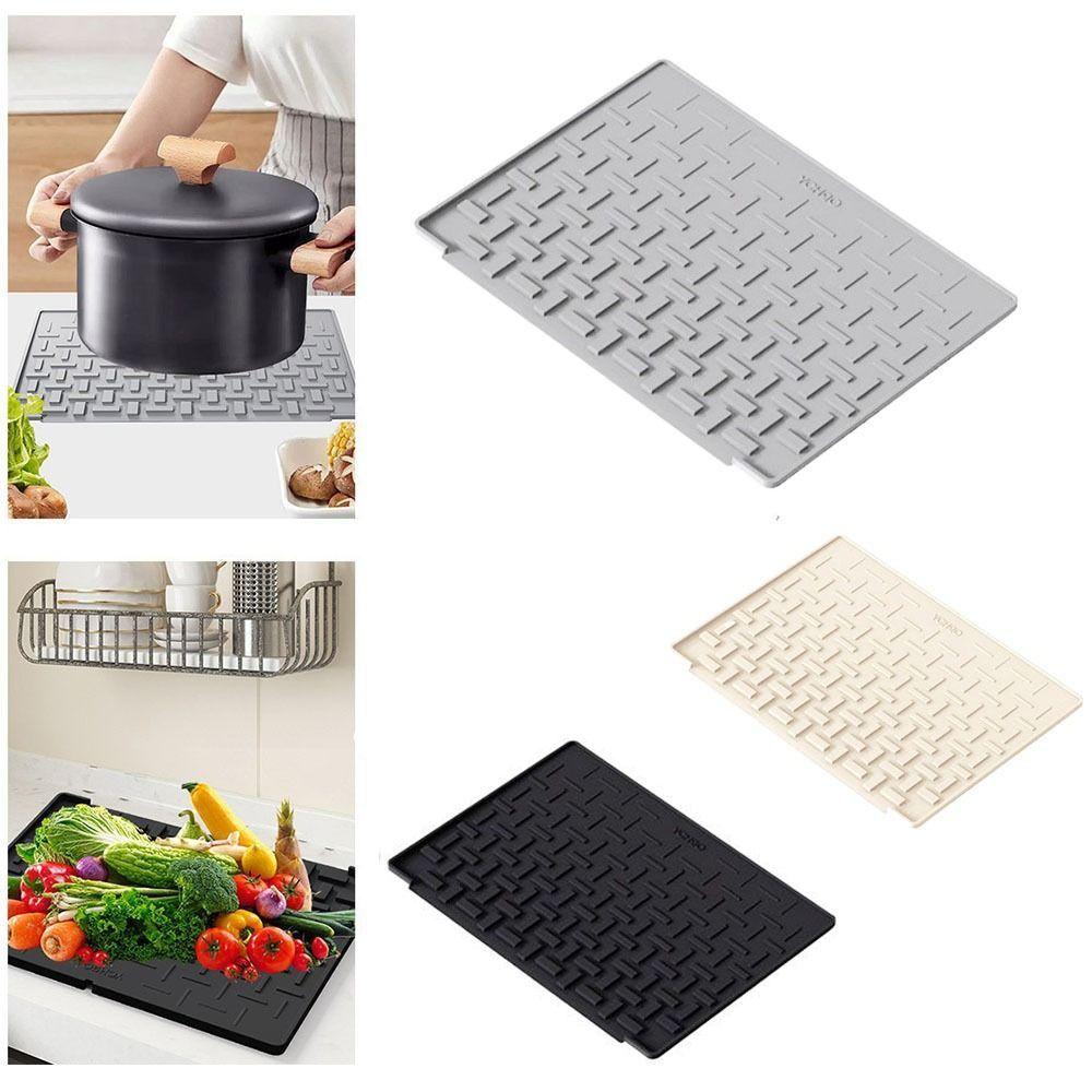 Heat Insulation Silicone Drainage Mat Heat Resistant Silicone Material Kitchen Drain Pad Slope Design
