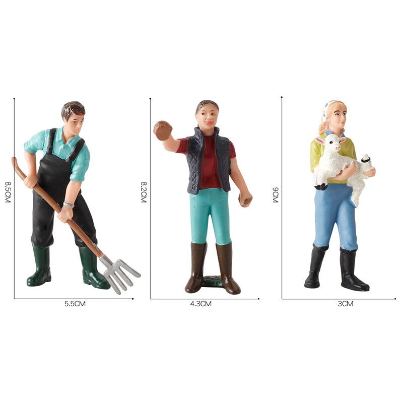 Simulation Solid Pasture Farm Plow Workers Washing Workers Farmers Women Character Model Set Toys