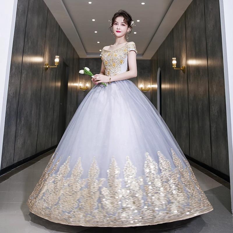 Painted yarn puffy skirt women's new art exam, bel canto vocal host solo performance suit, long temperament skirt spring and summer