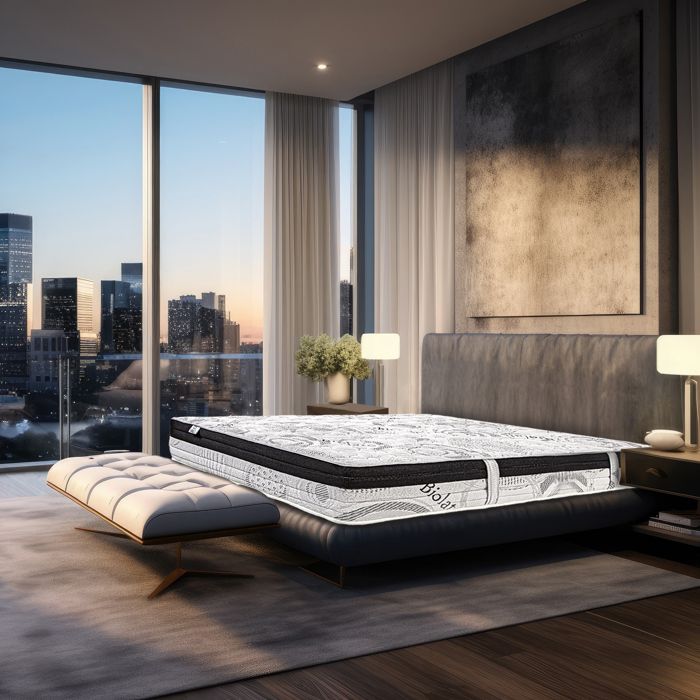 Matelas 140x200 cm,Sleeplux,26cm,latex,mousse haute densité,ferme,indépendance du couchage,face été/hiver