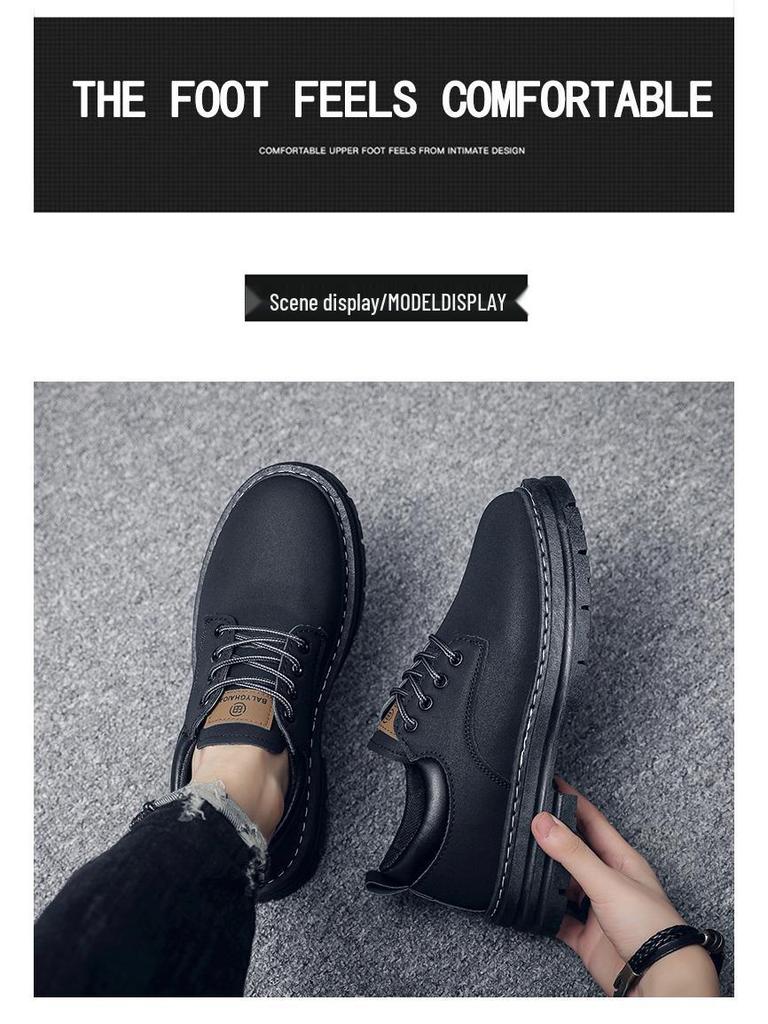 Men's Autumn Martin Ankle Boots - Trendy & Versatile Yellow Thick Sole Work Shoes