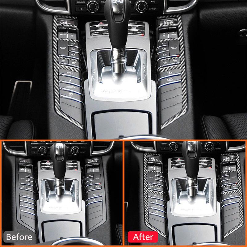For Porsche Paramela 2010-2017 Carbon Fiber Car Gear Shifter Multifunction Buttons Panel Frame Decoration Sticker Interior Parts