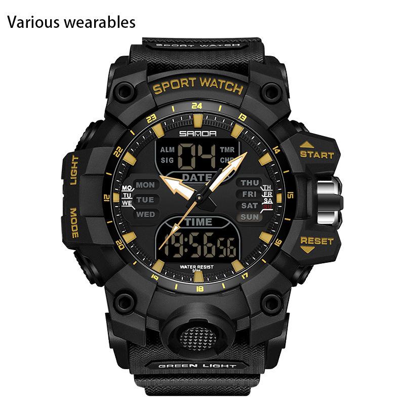 Glow-in-the-dark Electronic Alarm Clock Multi-functional Men's Watch Fashion Trend Korean Waterproof Transparent Watch
