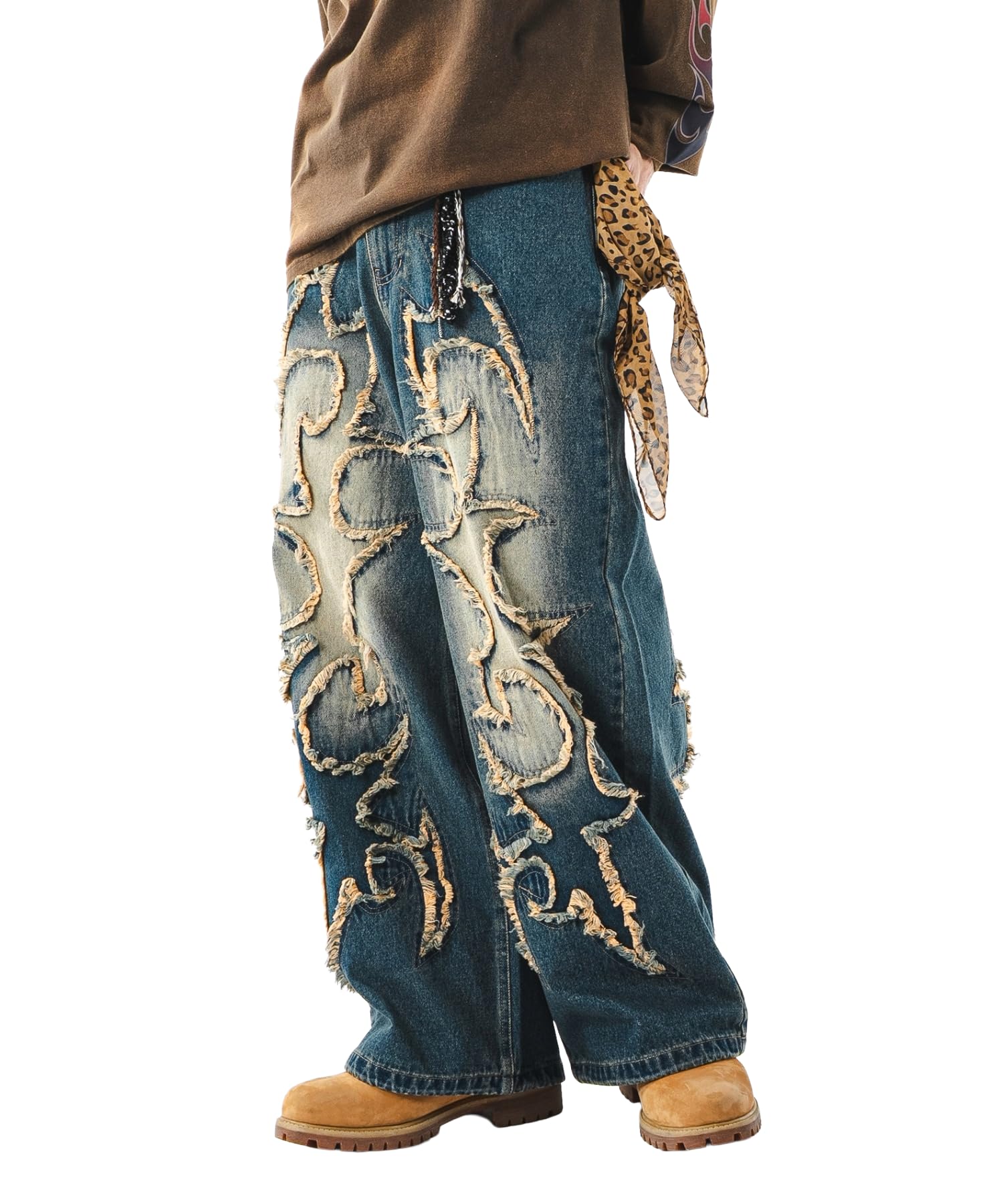 

WEGO Бахрома Деним Размер Узор 3 Мужские Брюки, L,