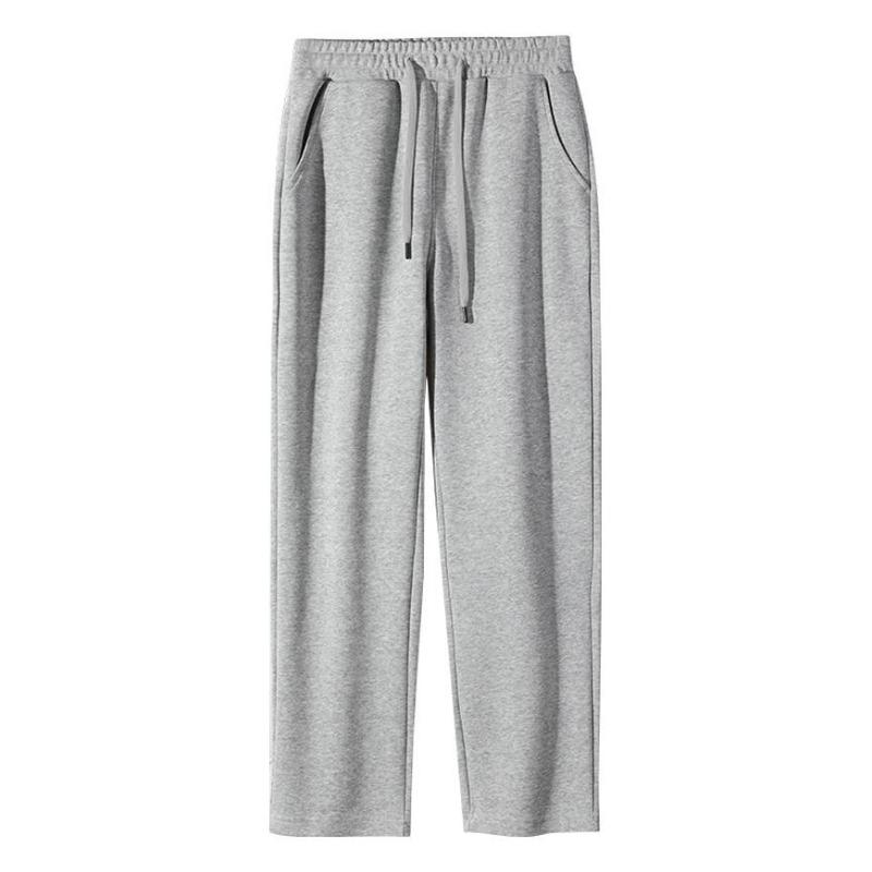 Ghua cotton wide-footed sweatpants spring and autumn men's same solid-color loose pants casual pants straight flat pants