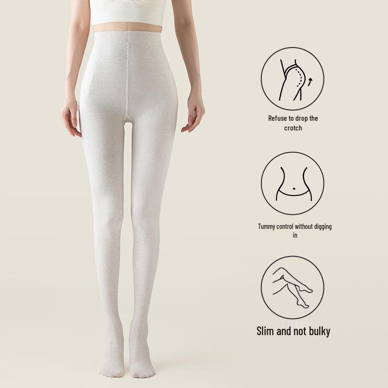 Extra Long Ribbed Dark Grey Leggings for Tall Women - Winter Fleece Lined Cotton Stripes