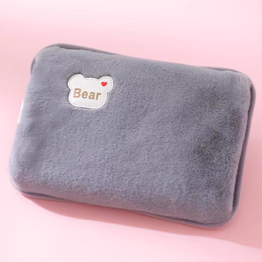 Electric Hot Water Bag 500W Fast Heating Plush Cover EU Plug Auto Shut Off Portable Warmer for Winter Hands Bed Warm