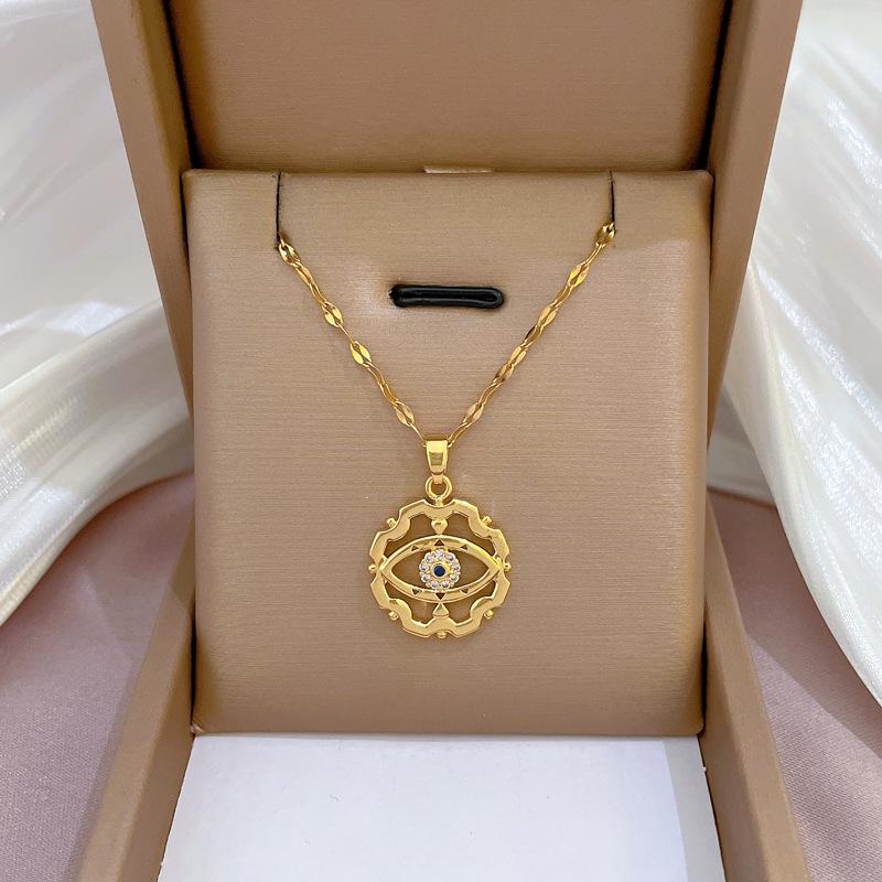 Titanium Steel Luxury Diamond Gold Micro-Inlaid Necklace for Women - Trendy Clavicle Chain