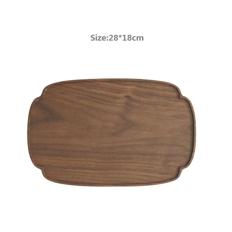 HeMu Black Walnut Whole Wood Lace Tray Bread And Fruit Snack Plate Plum Blossom Edge Tea Tray Restaurant Hotel Coffee Shop Tray