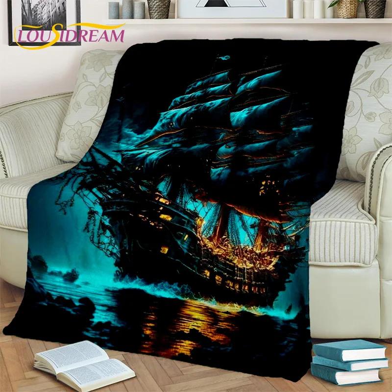 3D Pirate Ship Boat,Sailboat,Barque Blanket,Soft Throw Blanket for Home Bedroom Bed Sofa Picnic Travel Office Cover Blanket Kids
