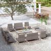 VidaXL Garden Lounge Set 16 Pcs with Cushions Wicker Grey, 116kg