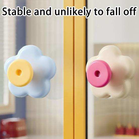 Flower Shape Suction Cup Hook, No-Drill Plastic Cabinet Handles, Rotatable Knob Adjustable Buckle for Kitchen Bathroom