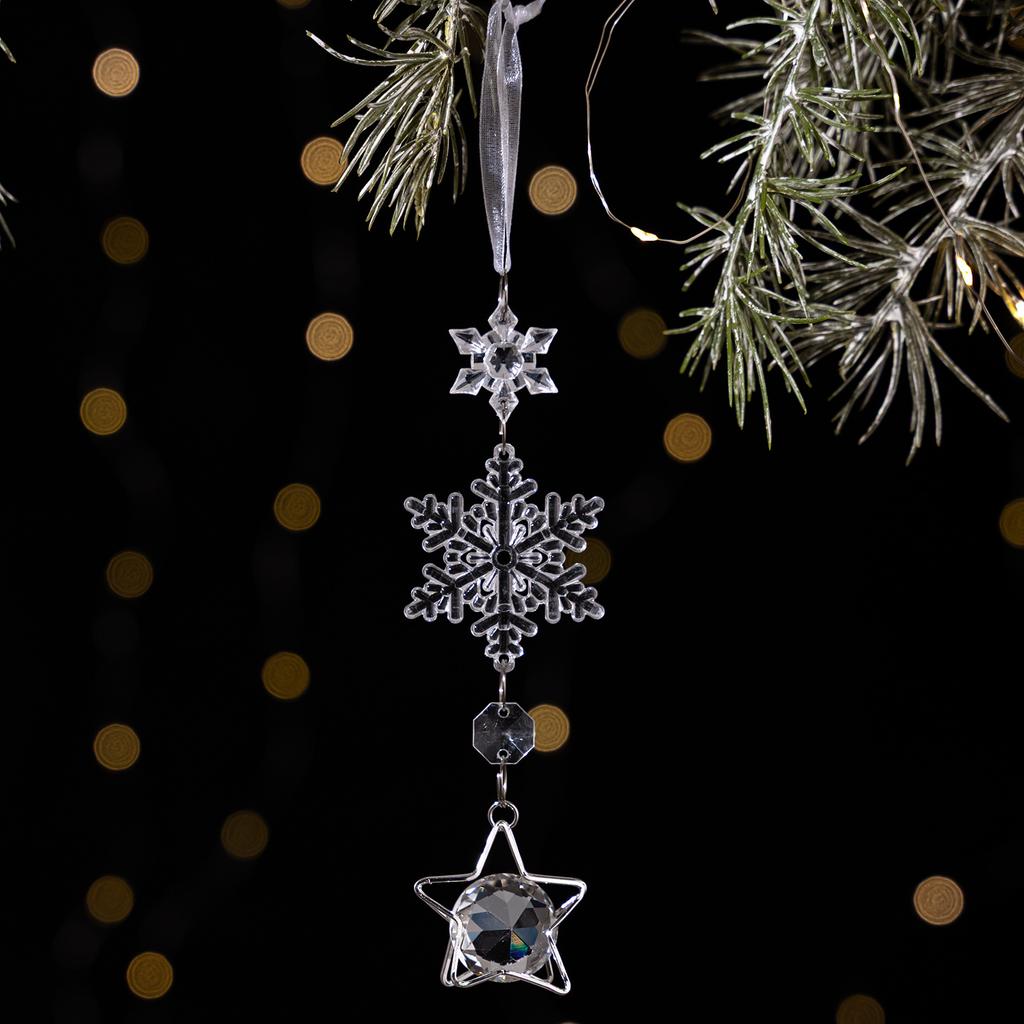 Ice Stick Ornament Modern Acrylic Christmas Ornament Snowflake Hanging Pendant Clear Water Droplet Ornament For Gift Tag Party