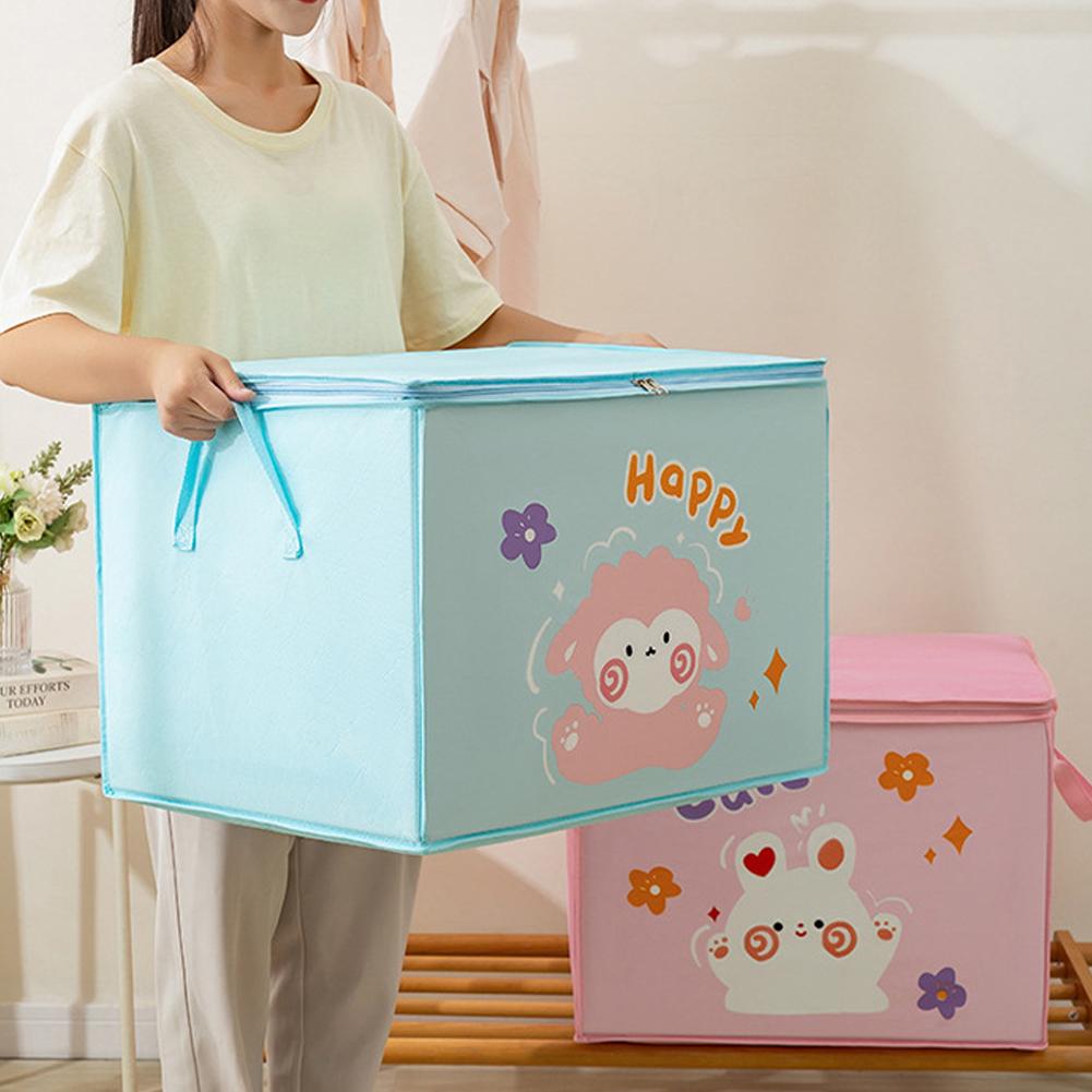 Large Foldable Non-Woven Storage Bag – Fabric Dust-Proof Quilt and Clothing Organizer with Zipper Handles Clothes Storage