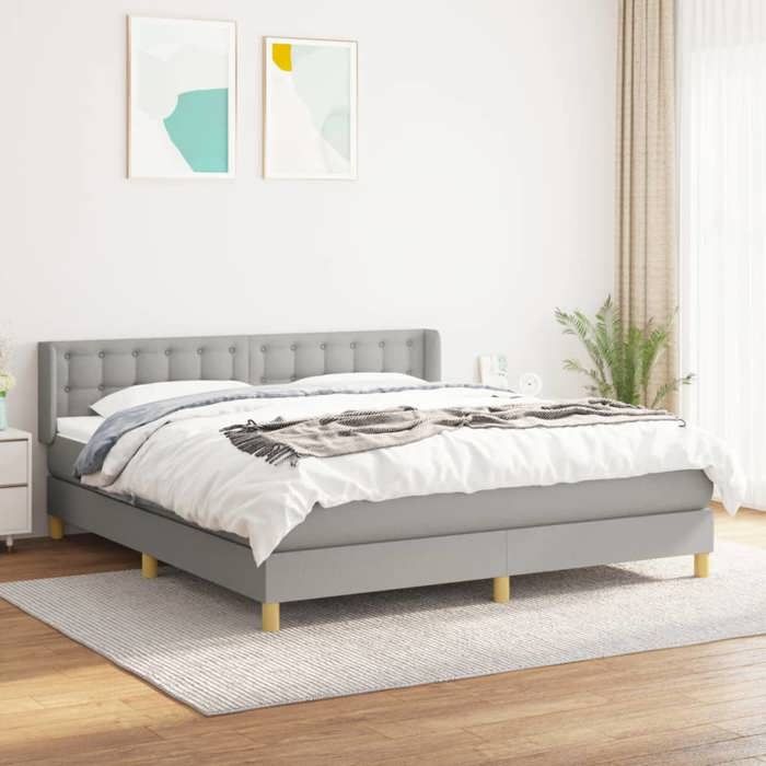 Maison Exclusive - Sommier à lattes de lit avec matelas Gris clair 180x200cm Tissu