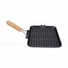 Grill Pan with Groove Foldable Handle Square Safe Enamel Coating Cast Iron Grill Pan for Steak Vegetables
