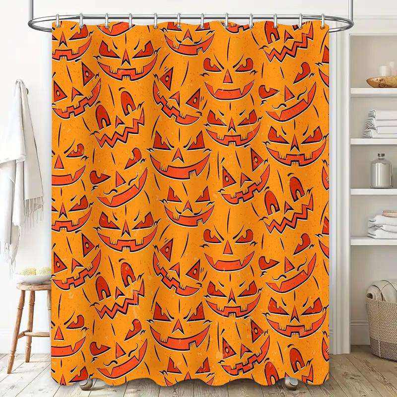 Spooky Halloween Shower Curtain Decorate Your Bath with These Terrifying Pumpkins
