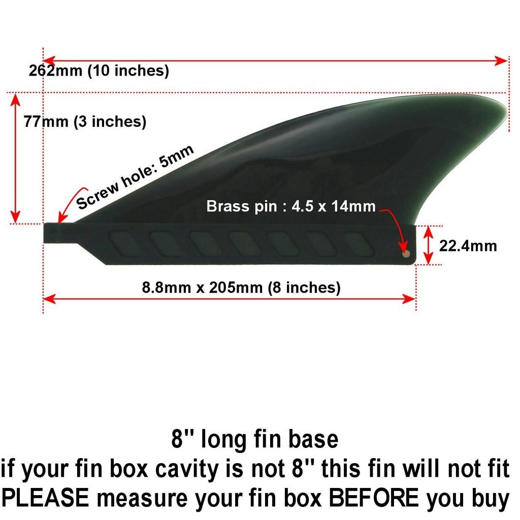 3" Center Fin (Soft Flex Fin) Safety Flex Soft Fin for Longboard/SUP/airSUP/River Rafting saruSURF - Black/ 14x14 Screw Included