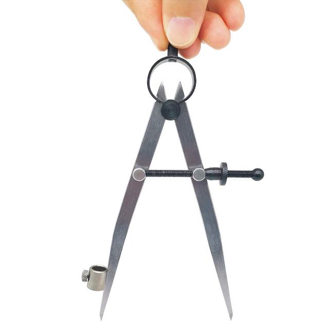 ZLKSKER 6 inch Professional Leather Work Divider, Woodworking Compass with Pencil Holder, Spring Divider Wing Compass