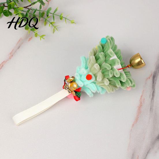 Festive Tabletop Centerpieces Mini Pipe Cleaner Christmas Tree Ornament Handmade Chenille Stem Xmas Miniature Gifts Craft with Bells Holiday Hanging