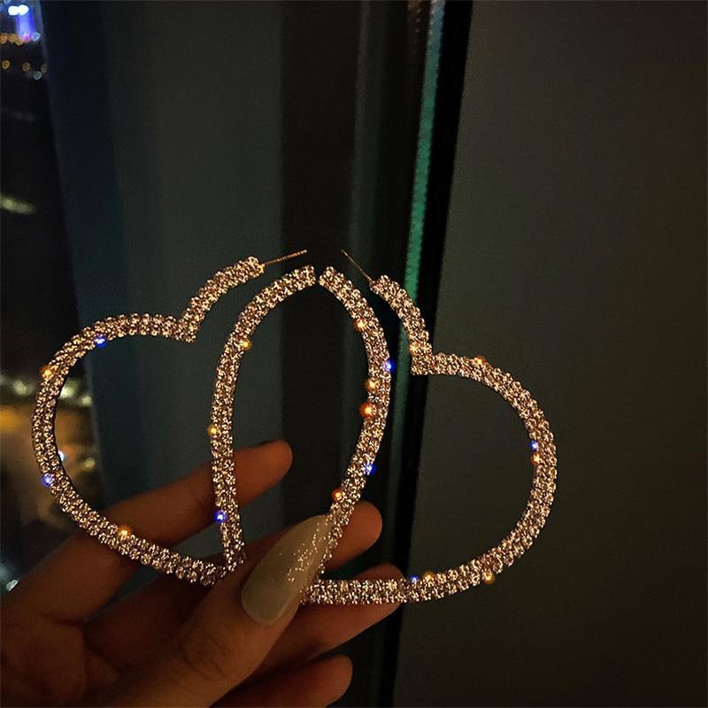 1 Pair Big Heart Hoop Earrings for Women Geometric Earrings Statement Jewelry Gifts