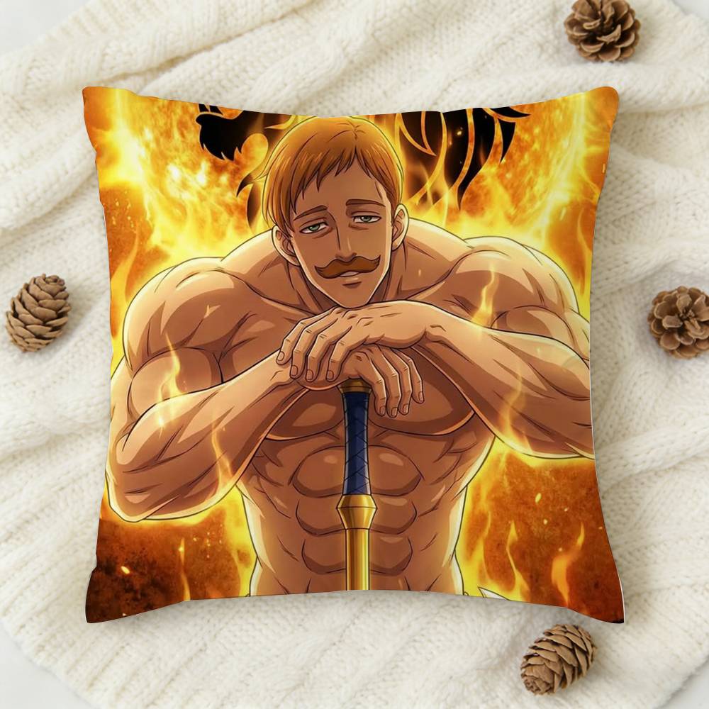 Anime TThe Seven Deadly Sins Doublesided Printed Square Decorative Cushion Cover for Sofa Living Room Home Decor
